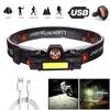 Rechargeable Fishing LED Headlamp Camping Headlight XPE COB Work Light 2 Lighting Modes With Tail Magnet Detachable