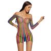 Sexy Women Fishnet Night Dress Hot Bodycon Clubwear Vestido Colorful Porno Catsuit Erotic Transparent Mini Dress Mujer Beachwear