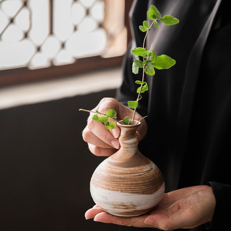 European Ceramic Vase Vintage Stoneware Flower Ware Hydroponic Ornaments Living Room Office Desktop Floral Vase Home Decoration