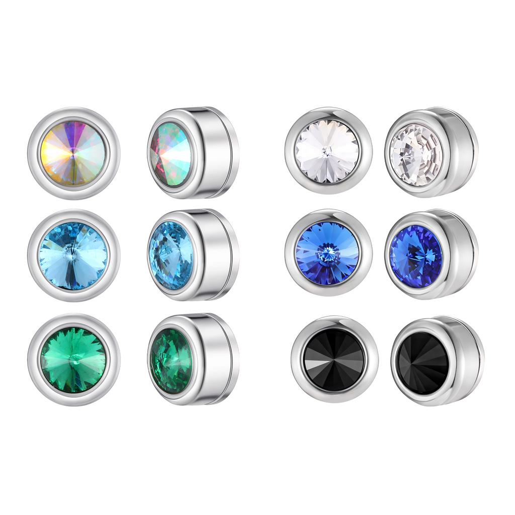 Stylish Round Zircon Non Piercing Small Earrings Stainless Steel Magnetic Ear Studs Clips for Men Punk Fashion Jewelry Gifts
