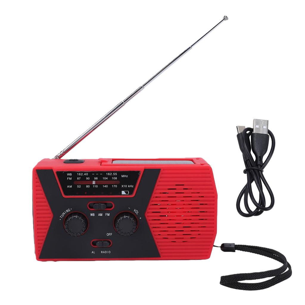 Emergency Radio Solar Hand Crank Weather Portable Self Powered NOAA AM FM WB Phone Charger 2000mAH with LED Light