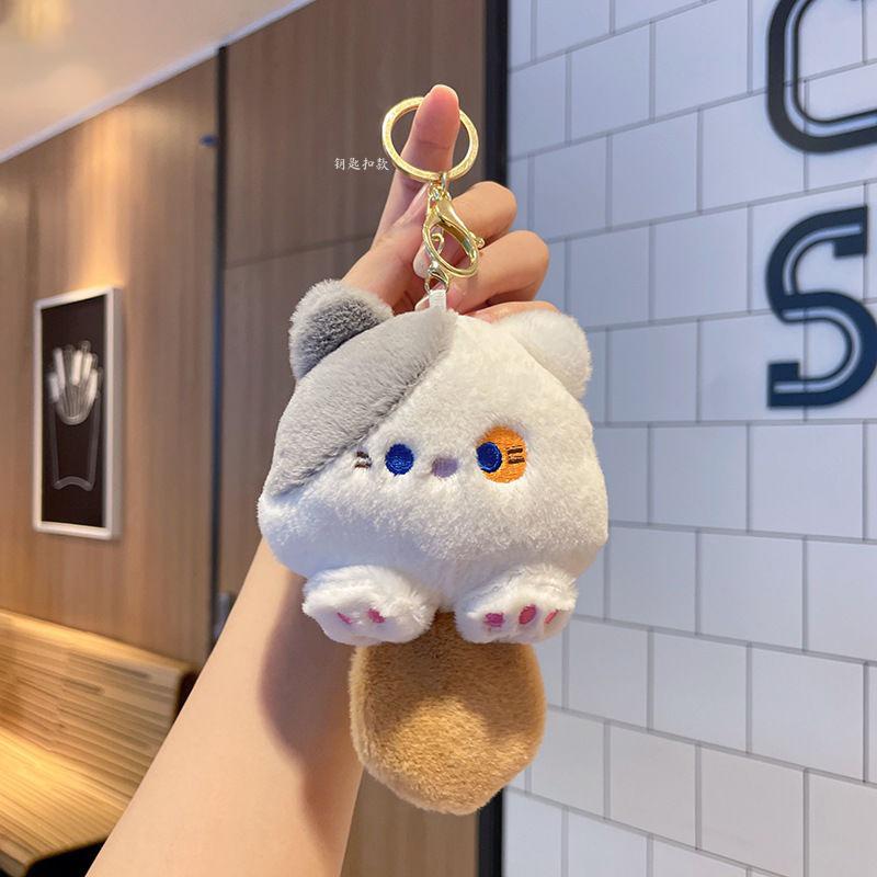 Adorable Cat Plush Keychain Toy, Key Ring Pendant for Purse Backpack Luggage Pet Collar, Cute Doll Gift for Students Girls Women