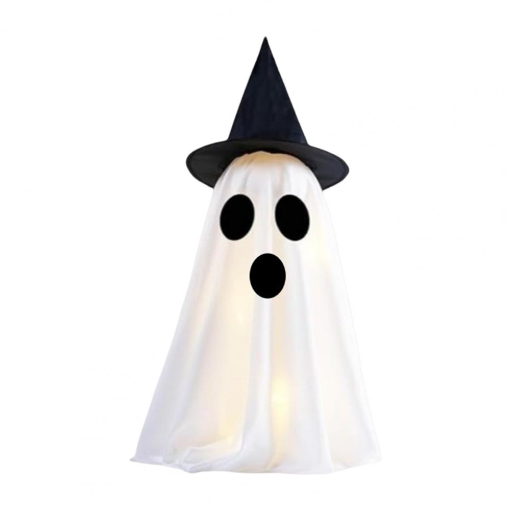 Cute Witch Hat Ghost Decor Spooky Light Up Halloween Ghost Decorations for Indoor Home Mantel Shelf Diy Ghost Tabletop Decor
