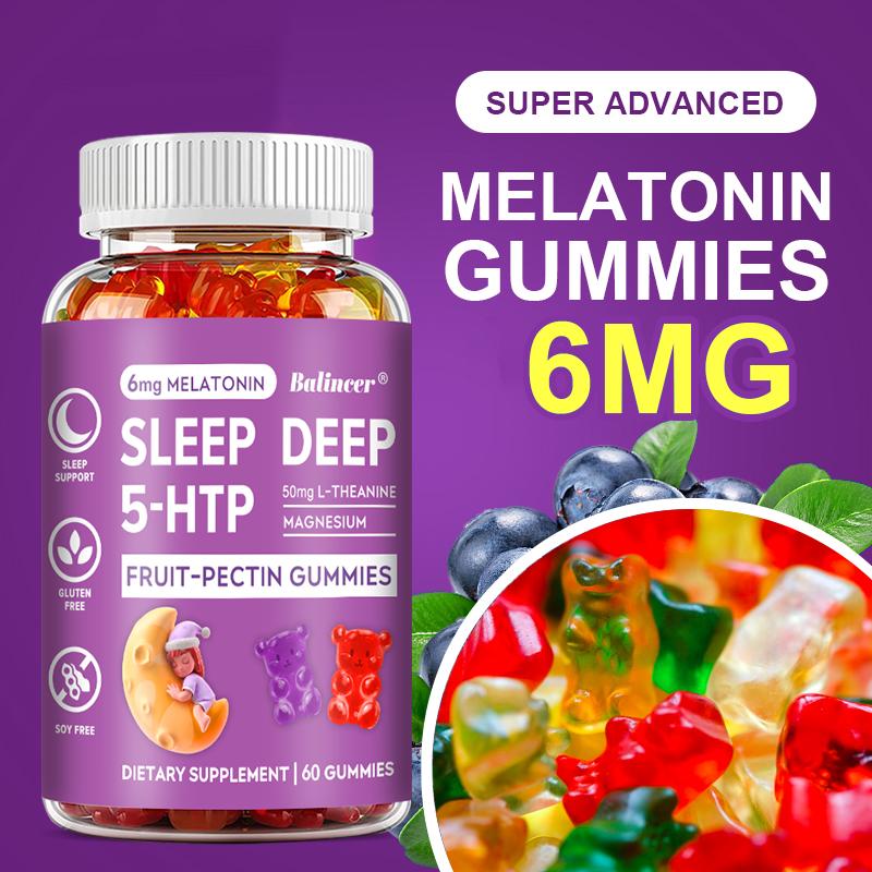 Sleep Gummies with L‑Theanine & Magnesium,Natural Berry Fruit‑Pectin Gummy, 60 Count 30‑Servings Dietary Supplement