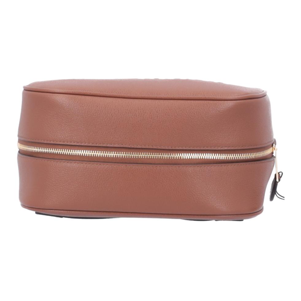 Burberry Logo Zip Leather Clutch Women Clutch Brown 80613641
