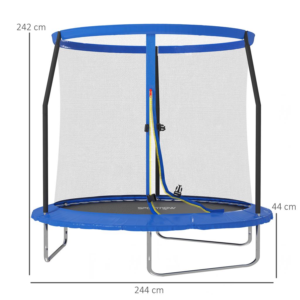8ft Trampoline with Safety Enclosure Net, Steel Frame Outdoor Trampoline, with Edge, Safety Cover
