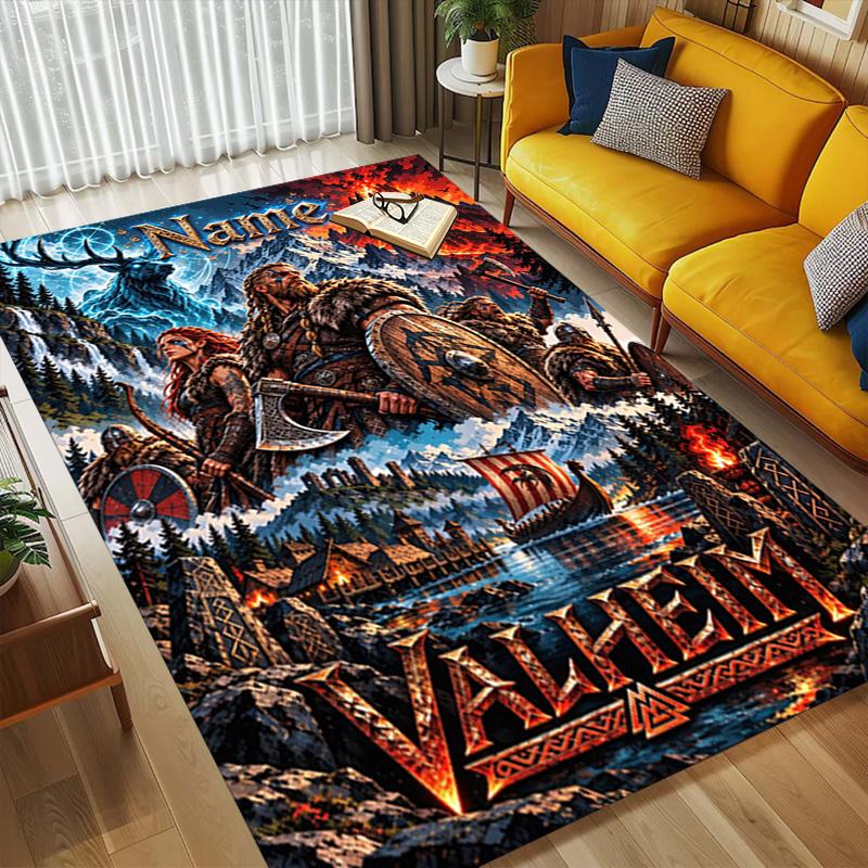 Custom Name Valheim Carpet Rug for Bedroom Living Room Home Sofa Decoration,Playroom Sofa Office Home Decor Game Large Decor Floor Mat