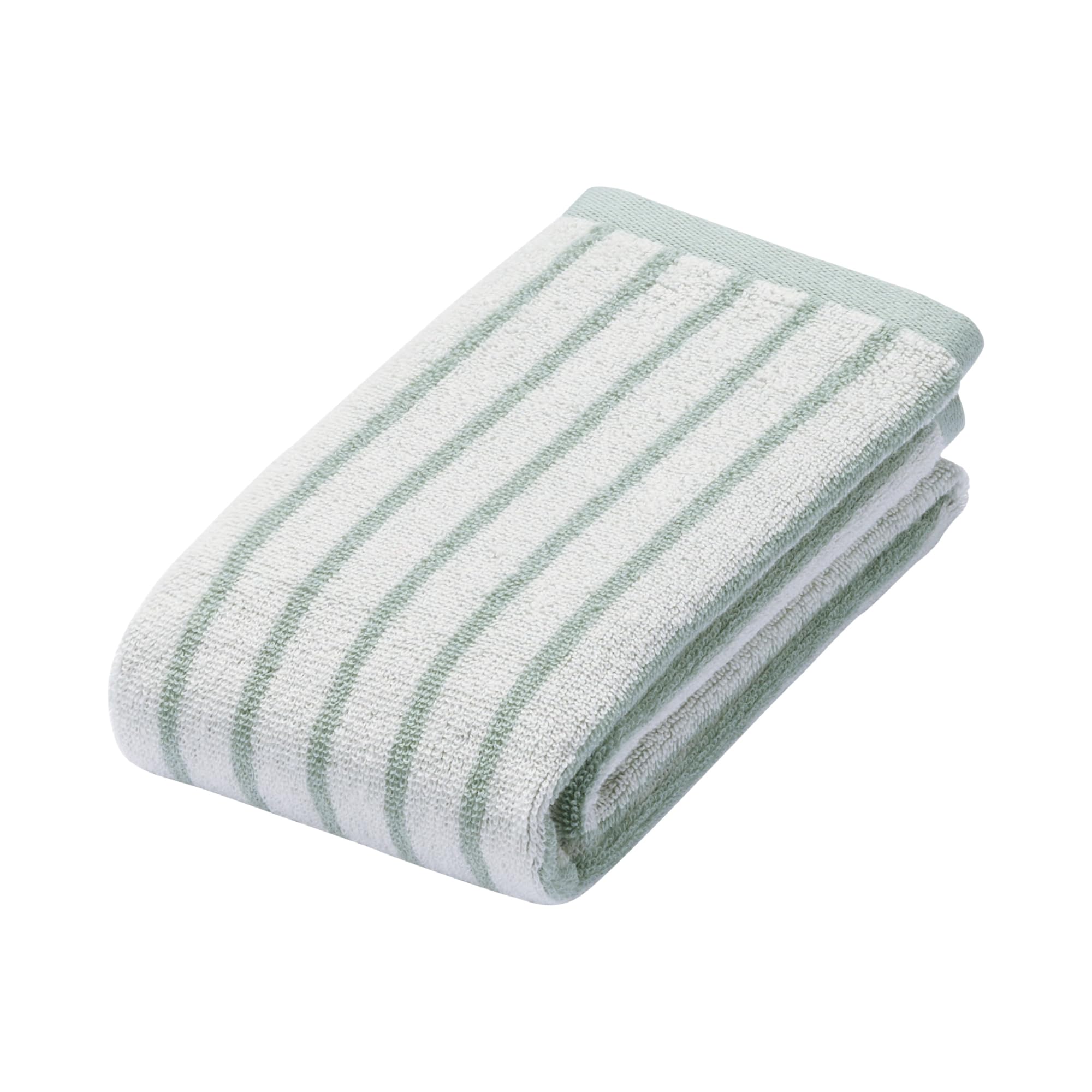 

MUJI Fluffy Pile Face Towels (Patterned), 15-Piece Set, 34 x 85cm, Reversible Green Stripe, Soft, 84834929