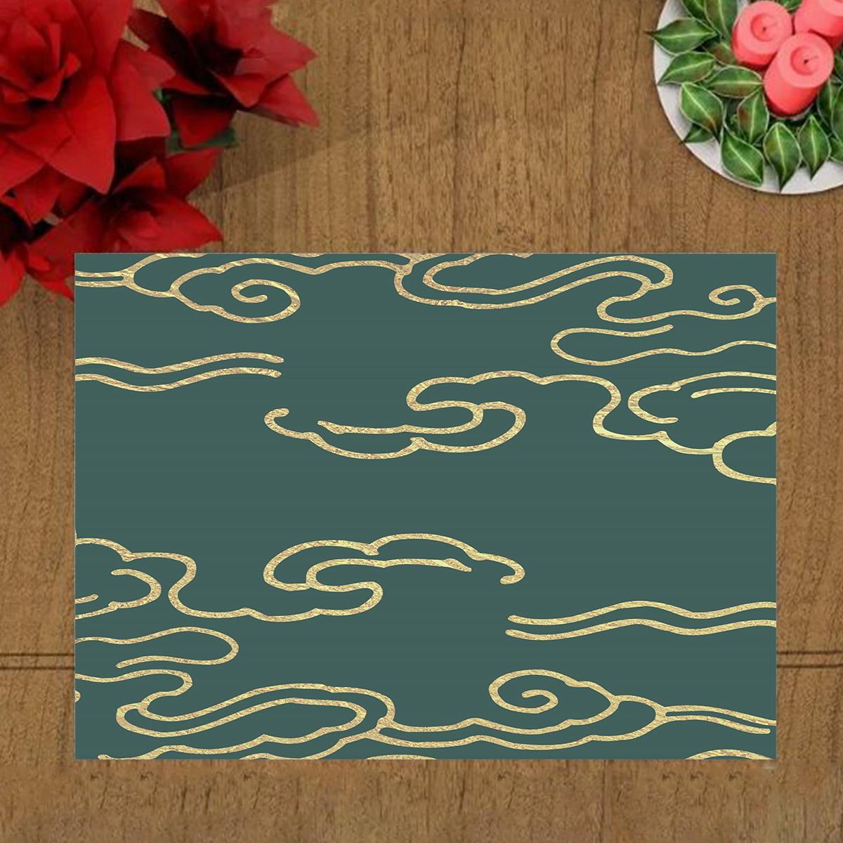 4/6/8Pcs Cloud Design Placemat Linen Material Decor Placemat Printed Pattern Placemat Coffee Table Mat Home Household Dish Pads 4Pcs-30X45cm(12X18in