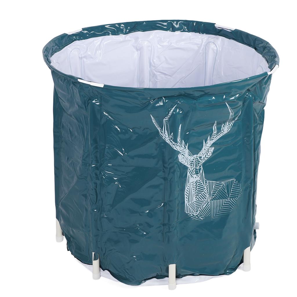 Folding Spa Bath Tub 80L Large Capacity PVC Portable Foldable Soaking Bath Tub with Bracket for