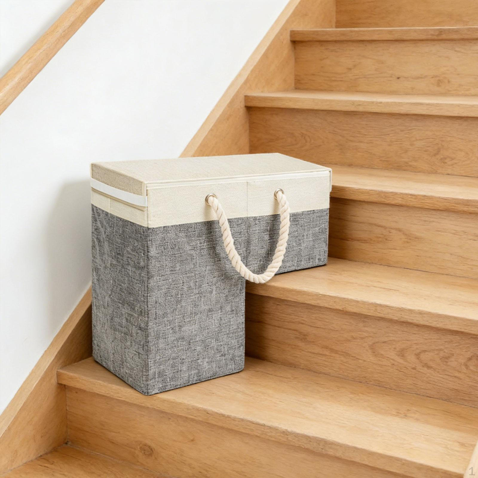 Foldable Staircase Basket with Handle Large Stair Organizer Storage Bin