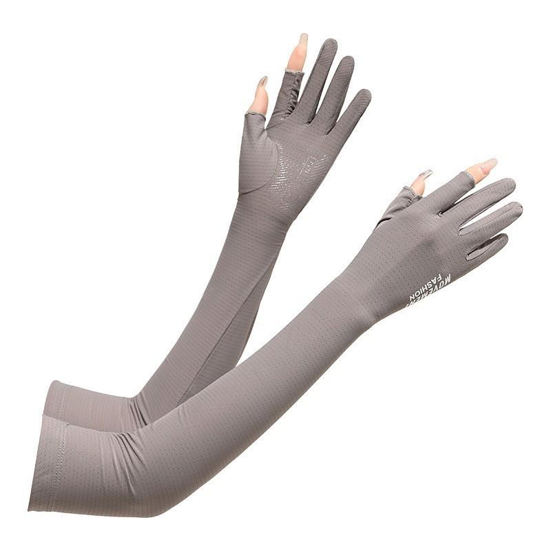 Sunscreen Ice Sleeves for Men and Women Summer Ice Silk Gloves Takeaway Fishing Two Finger Anti Ultraviolet Extended Thin Cycling Ice Sleeves