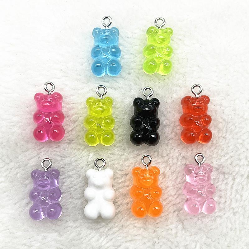 10 Stück Candy Bear Anhänger Charms für Halskette Armband Ohrringe Schmuckherstellung DIY Fundstücke Harzbären Weihnachten Basteln
