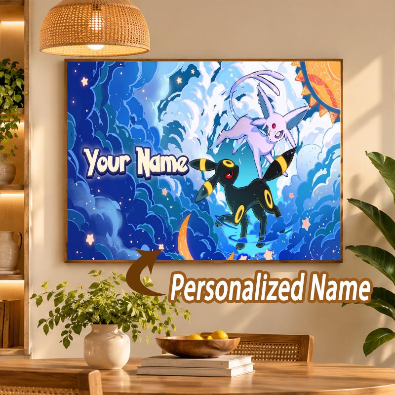 Umbreon Espeon Custom Name Diamond Painting Personalized 5D Full Drill DIY Diamond Art Home Decor