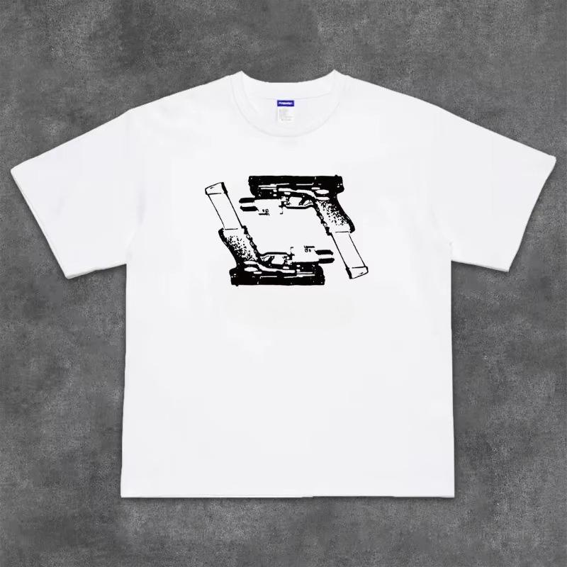 

2025 New Casual Short Sleeve T-Shir Print Cotton Regular Fit Round Neck Breathable Loose Unisex Tee Men Women Clothing Vlone XL