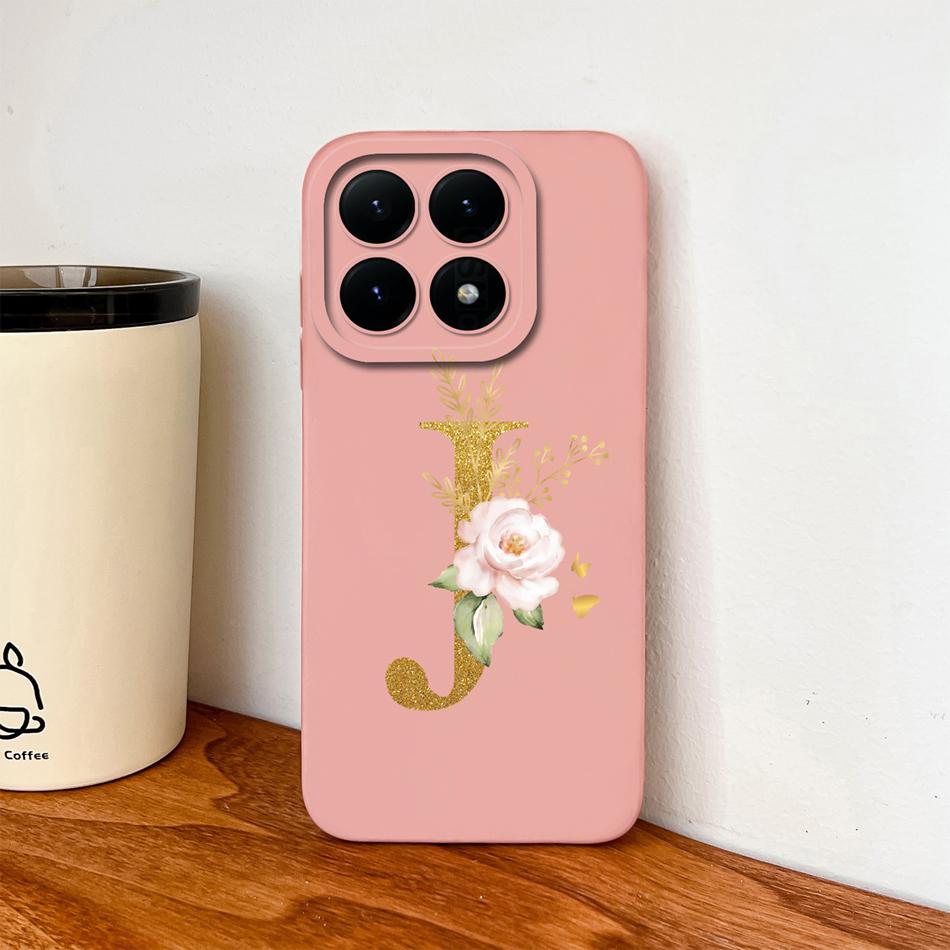 For Xiaomi 15T Pro 17 Pro Max Case Elegant Gold Letters Soft Liquid Silicone Anti Drop Phone Protective Back Cover For MI 15 T