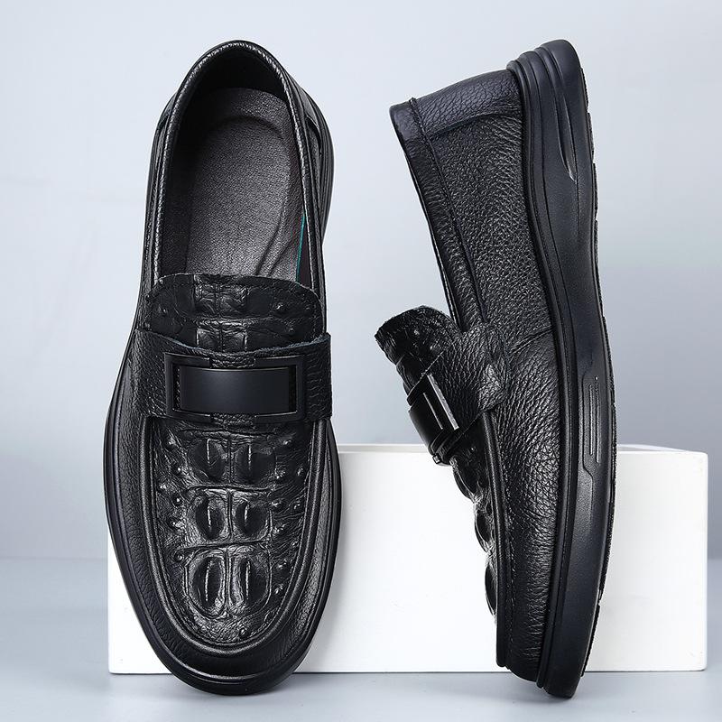 

Шапка-бини с крокодиловым узором, мужская обувь, кожаная обувь на мягкой подошве, мужская деловая повседневная обувь, обувь для вождения с одной педалью 44