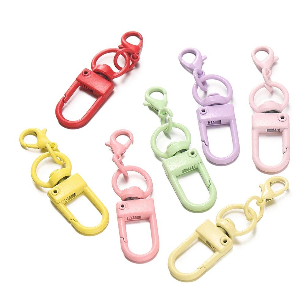 Colorful Lobster Clasp Hooks Keychain With Lobster Matel Clasps For DIY Jewelry Making Dog Buckle Neckalce Accessories 5-10pcs