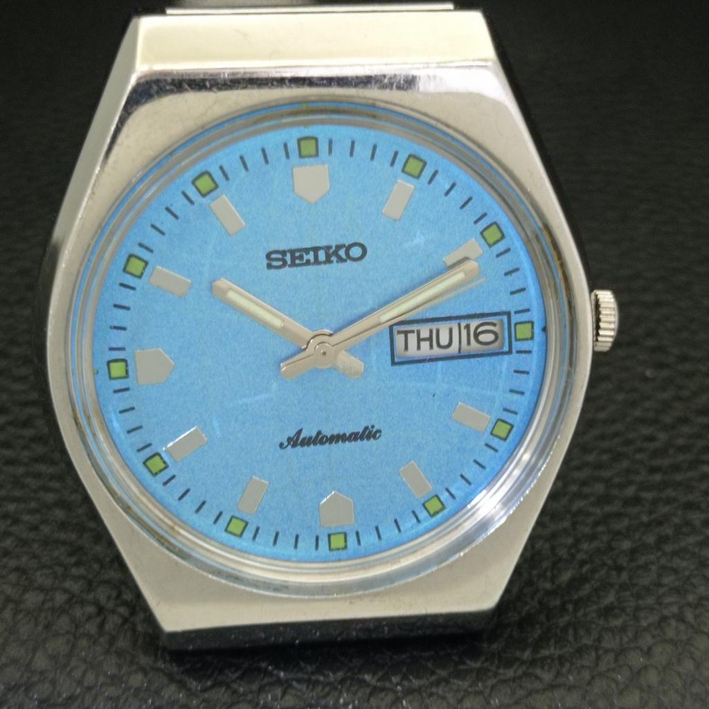 AUTOMATIC 6309A VINTAGE SEIKO JAPAN MENS SKY BLUE COLOR DIAL WATCH a701427-5 R206b-a701427