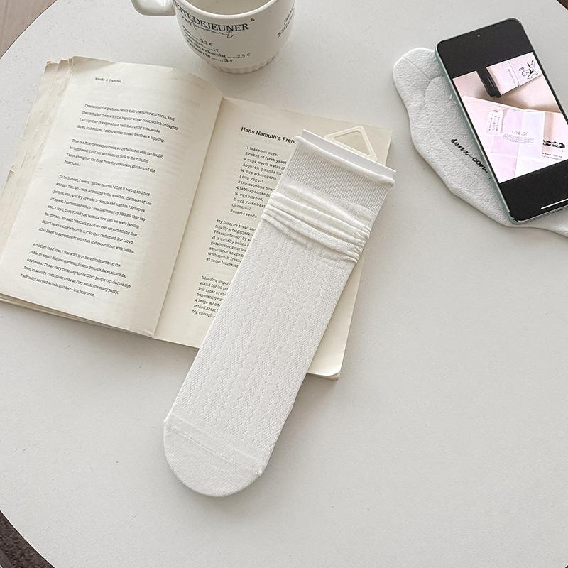 

Silk Stockings for Children in Summer, Lightweight, Antibacterial, Mid-calf Length, Boneless, Sweat-absorbing, Breathable, White, Icy Style 1 pair