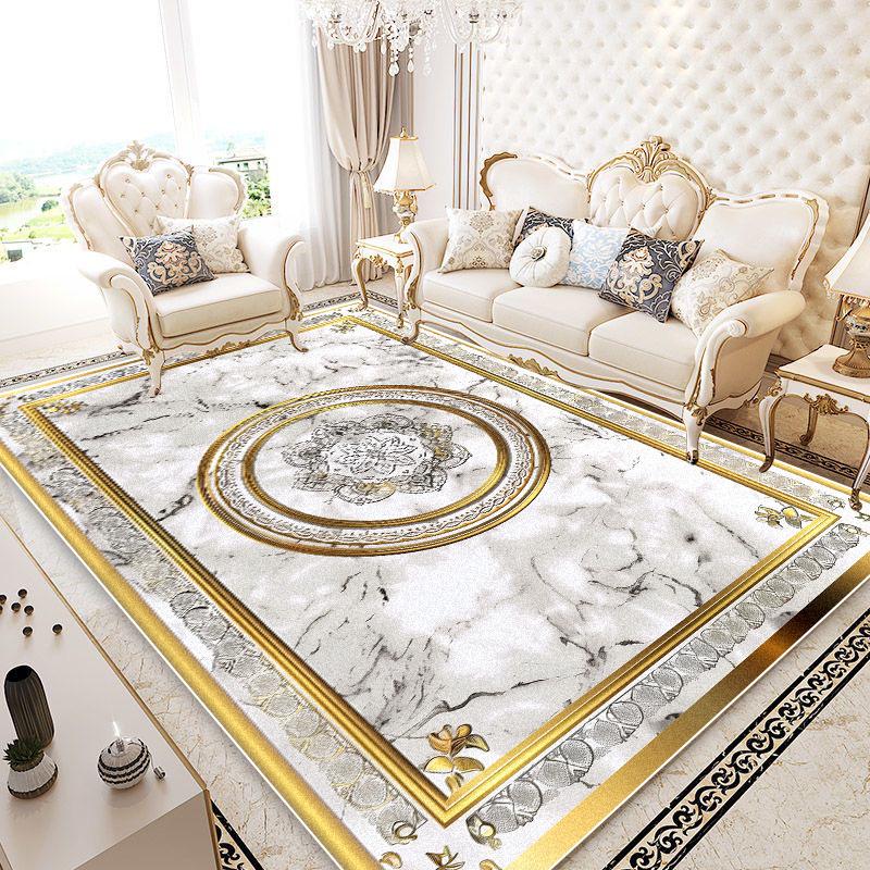 Golden Marble Rugs for Living Room Light Luxury Decoration Sofa Area Large Area Carpet European Home Bedroom Non-slip Floor Mats