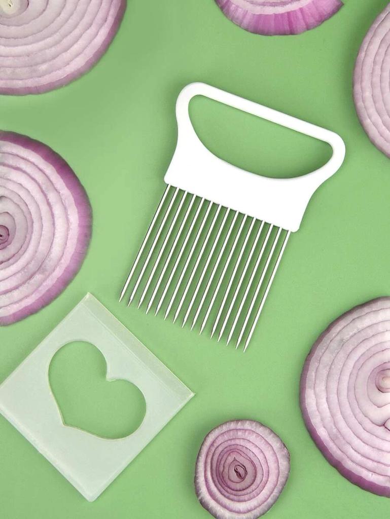 Effortlessly Slice Onions with This 1pc Colorful Onion Slicer Kitchen Stainless Steel Potato Chip Onion Holder
