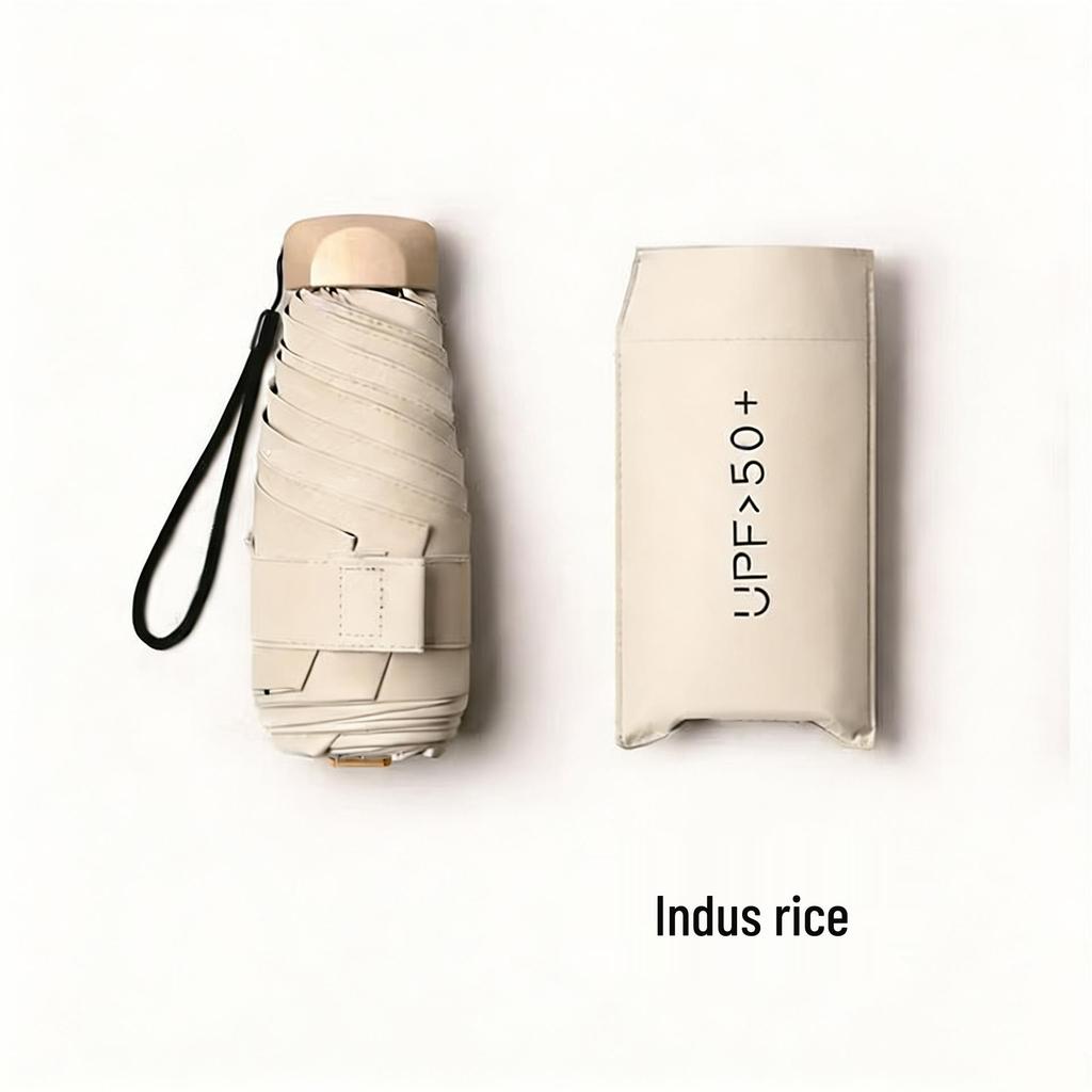Compact Ultralight Umbrella: Five-Fold, UV Protection, Dual-Use for Sun & Rain