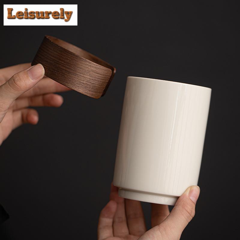 360ML Retro Grass Ash Ceramic Coffee Cup Large Capacity Buckle Waist Mug Household Personal Water Jug Master Teajug Drinking