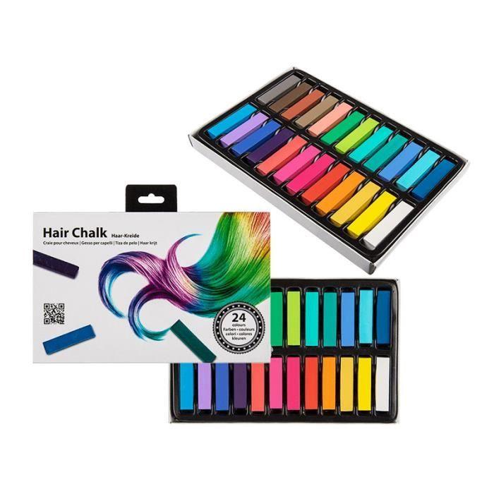 SHOP-STORY - Pack of 24 Hair Chalks - Temporary Coloring Without Dye and Non-Toxic