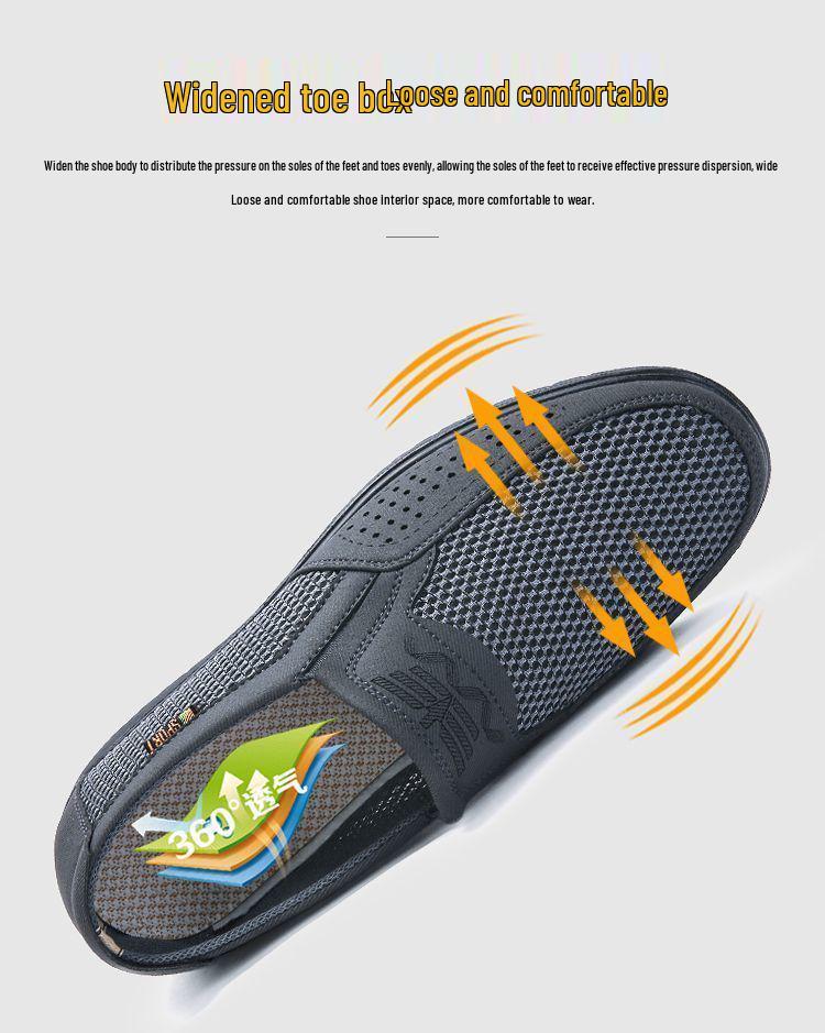 Men's Old Beijing Non-Slip Mesh Shoes: Breathable, Casual, Plus Size Shoes for Seniors