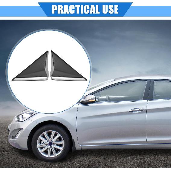 2pcs Mirror Corner Triangle mudguard Cover Compatible for Hyundai Elantra 2014 2015 2016, Durable Plastic Black Silver Tone Front Left Right Side
