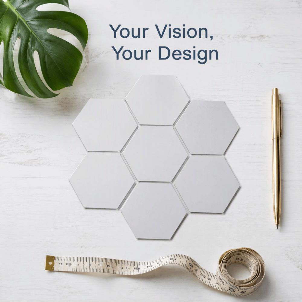 12 Pcs Self Adhesive Hexagon Wall Mirror Sticker Silver Self Adhesive Wall Decal Sofa Backdrop