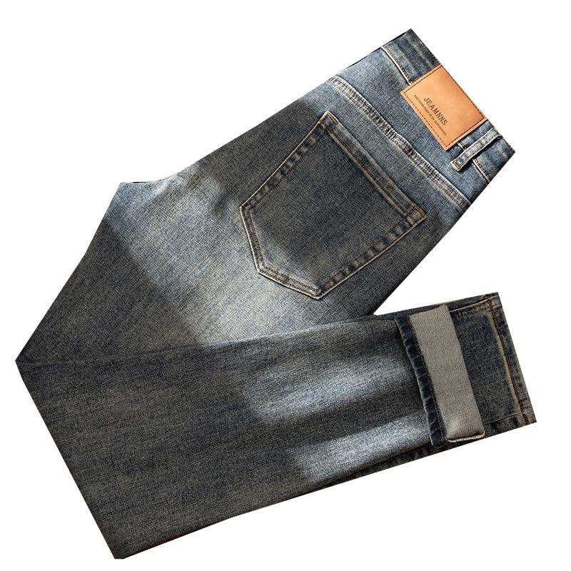 Autumn 2025 Slim Fit Men's Retro Nostalgic Jeans - Mid-High Waist, Straight Leg, Trendy Style