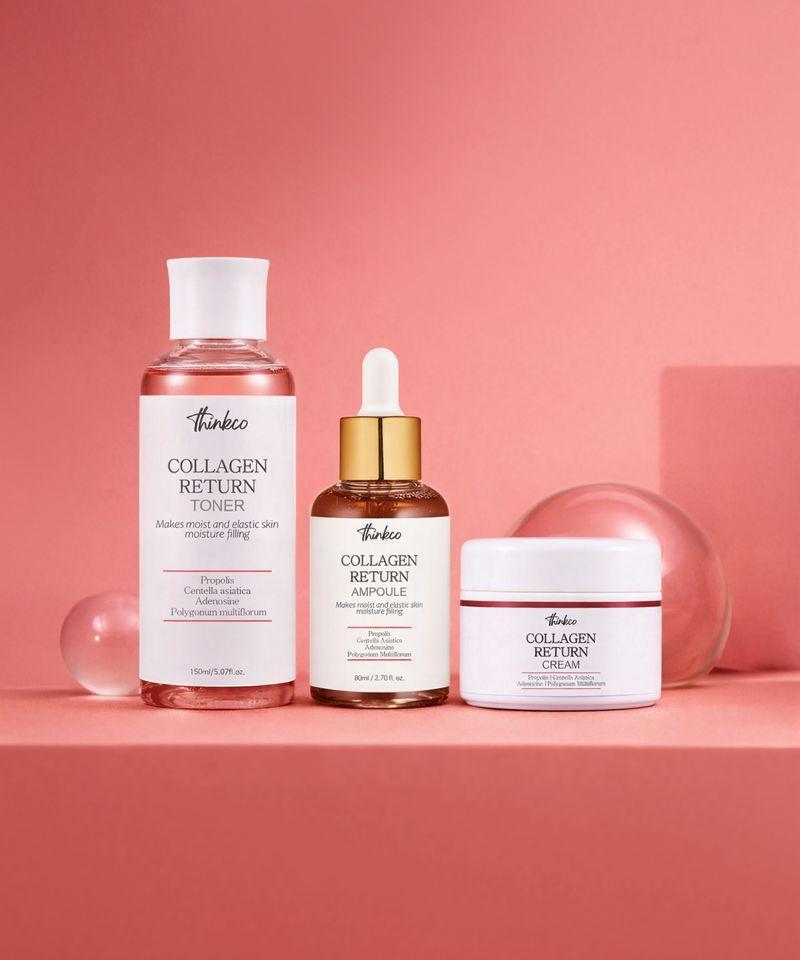 Thinko Collagen Return Toner/Ampoule/Cream 3-Piece Skincare Set