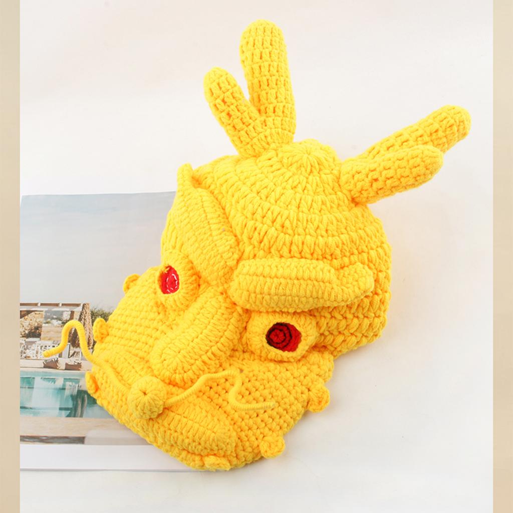 Halloween Funny Hat Knit Dragon Head Shape Hat Fun Crazy Hats Christmas Accessory Carnival Party Cute Hat for Adults