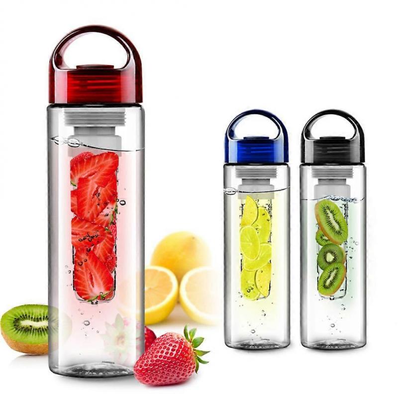Black 750Ml Leakproof Drinking Cup For Sports Travel With Fruit Basket Holder In Plastic 1Pack