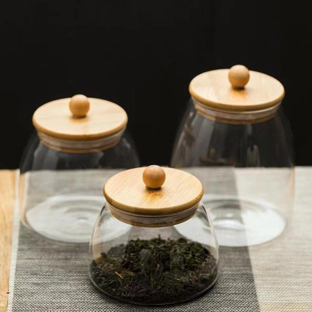 Transparent Glass Storage Jar Large Capacity Tea Storage Jar Kitchen Organizer