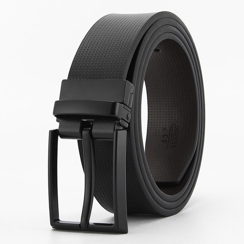 Pin Buckle Belt for Men  Double Sided Genuine Leather Casual and Fashionable Belt Rotating Buckle