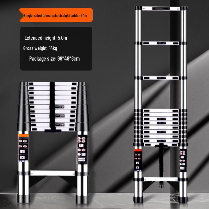 Multifunctional Stainless Steel Telescopic Ladder: A-Frame, Extension, Straight, Folding, Household/Engineering Use
