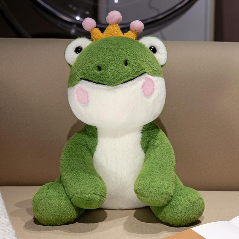 30cm/40cm Jouet en Peluche Grenouille Verte Prince Mignon Kawaii Animal en Peluche Doux Grenouille Poupée Dessin Animé Cadeau d'Anniversaire Parfait pour Fille pour Enfants