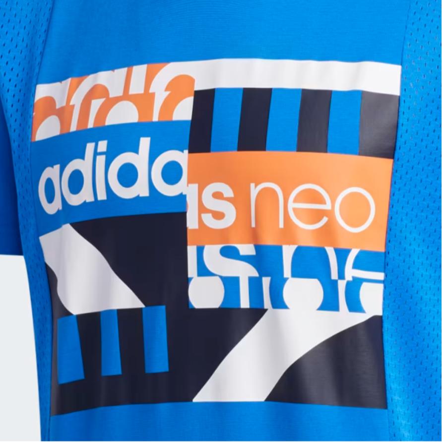 Adidas Neo Alphabet Print Breathable Casual Sport Short Sleeve T-Shirt Men Tops Blue FN6495
