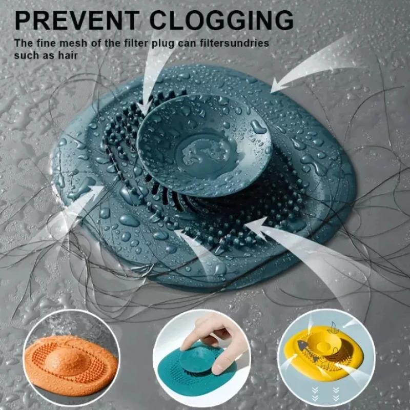Bathroom Floor Drain Cover Press-Type Washbasin Drain Hair Catcher Anti Clogging Bath Stopper Plug Kitchen Sink Strainer Filter