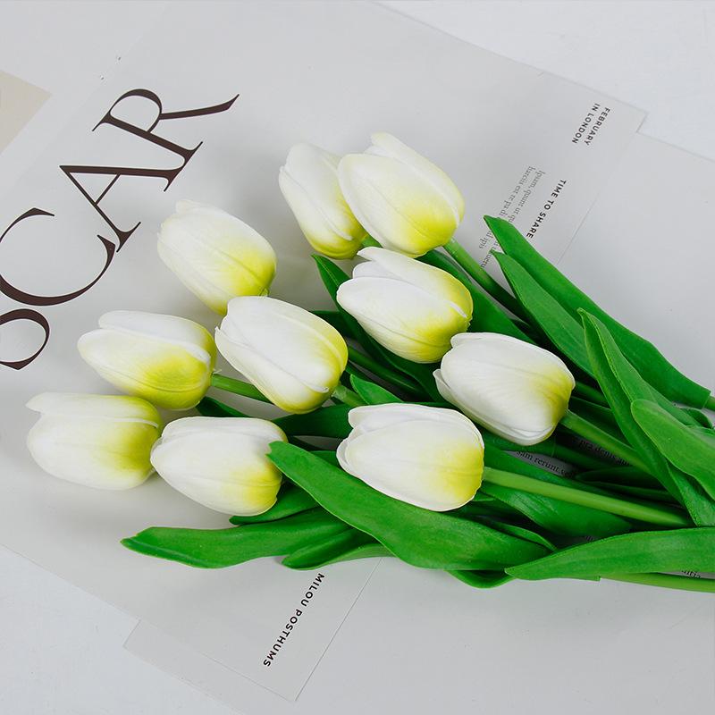 10 Pcs Tulips Simulated Flower Wedding Fake Flower Bouquet Shooting Props Home Living Room Decoration PU Simulated Flower