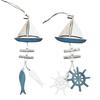Ciondolo in legno stile marino Artigianato del vento dell'oceano Piccola barca per pesci Ciondolo decorativo da appendere a parete con accessorio innovativo