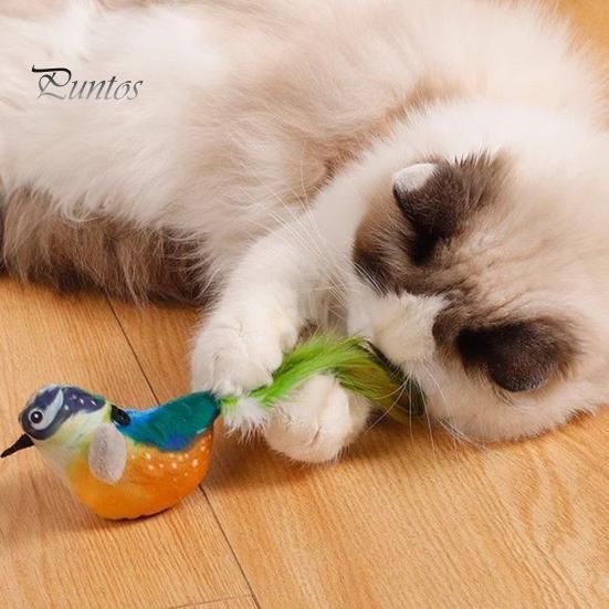 Pouncing Cat Toy Chirping Bird Interactive Simulation Electric Touch Activated Hunting Instinct Plush Teaser for Indoor Cats And Dogs Sounds