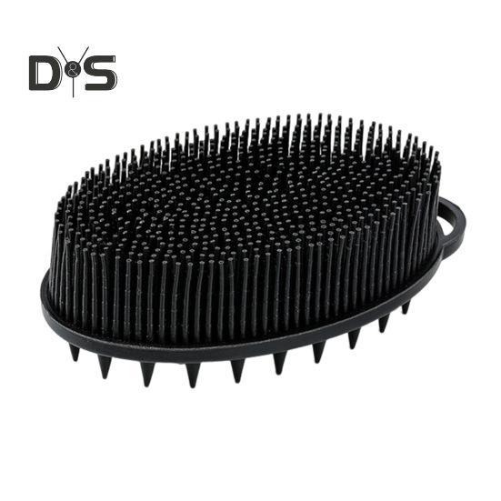 

Щетка для ванны 2 в 1, массажная очищающая щетка для тела и головы, силиконовый отшелушивающий скраб для тела с нескользящей ручкой чёрный