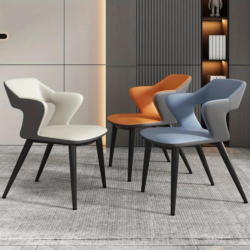 For French Style 1Pc Leather Dining Chair with Backrest, Hollow Design, Suitable for Clubhouse Hotel Western Restaurant Cafe