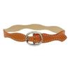 A52E Retro Charm Double Rivets Wavy Pattern Belt Lightweight PU Leather Strap