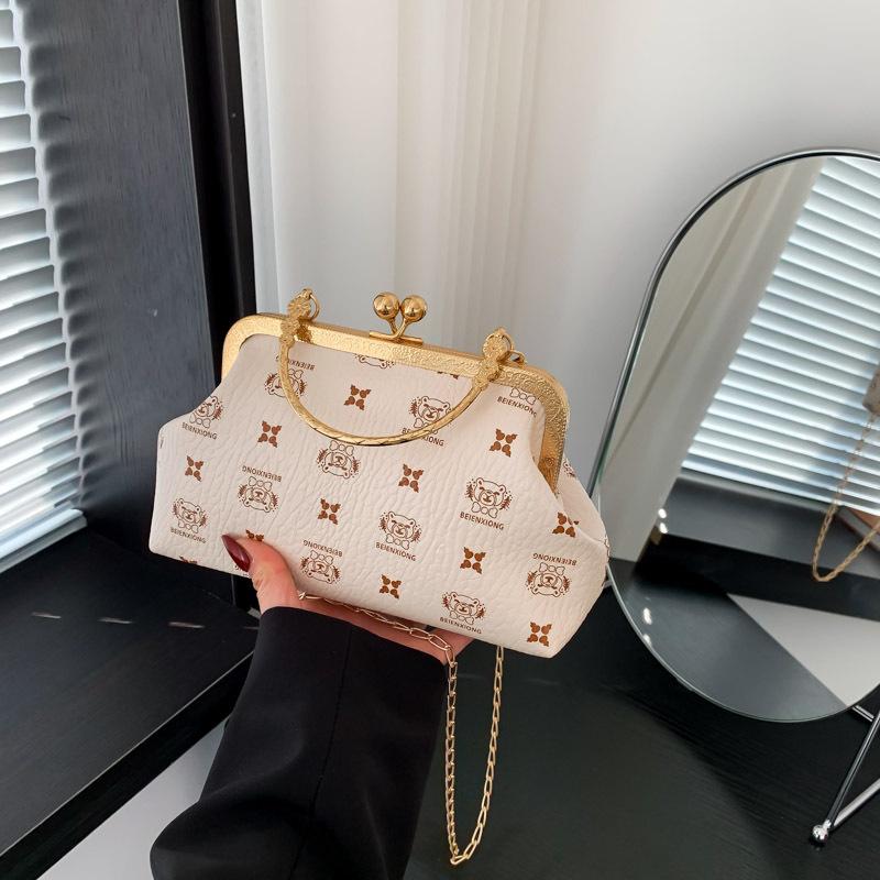 Personalized Clip-On Small Square Bag, Fashion Handbag, Foreign Style Printing Chain, Shoulder Bag, Messenger Bag, Women'S Bag.