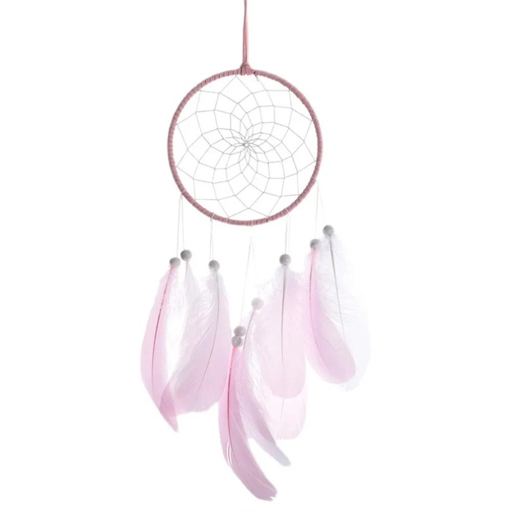 Pink Purple Hanging Drop Feathers Dream Catcher Hangings Fairy Tales Ornaments Girl Gifts Cute Home Decorations Bedroom Decor